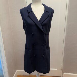 GOOD AMERICAN Navy Ponte Sleeveless Blazer Dress